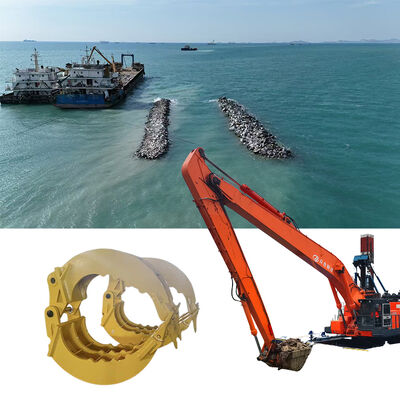 강둑 및 댐 공사를 위한 최적의 솔루션 — 중장비 석재 그래플이 장착된 장거리 굴착기 팔